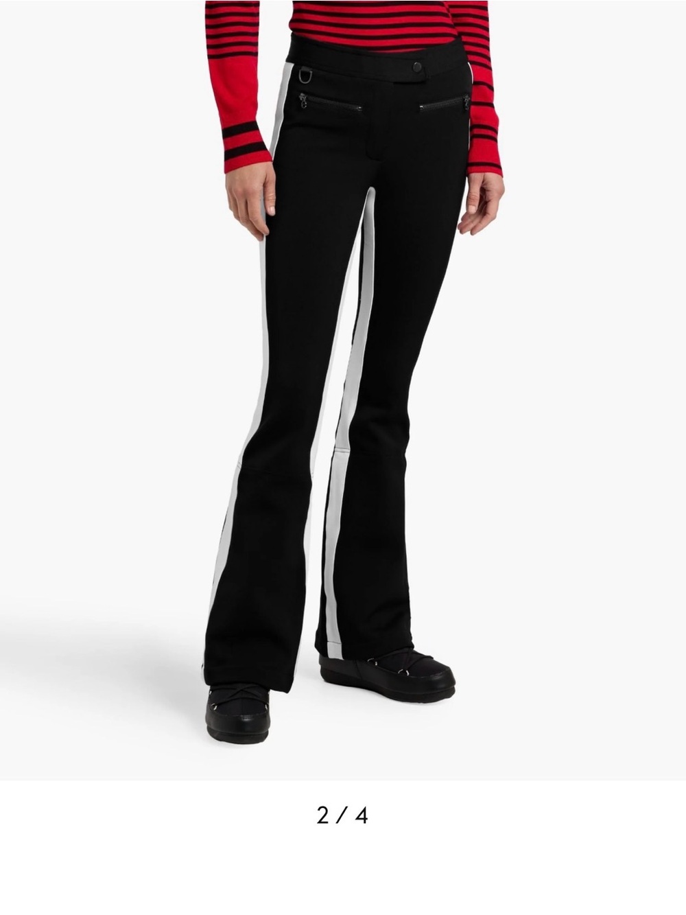 Black and White Side-Stripe Flared Pants Ski Pants- Women